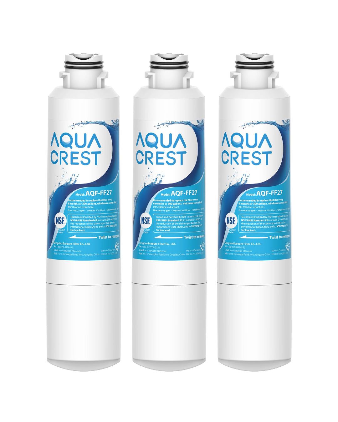 3X AQUACREST DA29-00020B Kühlschrank Wasserfilter, Kompatibel mit Samsung DA29-00020B, HAF-CIN EXP D