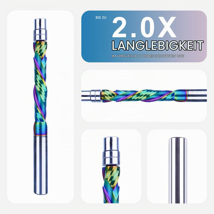 SpeTool Bündigfräser 8mm Schaft Extra Lang Kopierfräser für Oberfräse Up&amp;Down Kompressions 45mm Schn