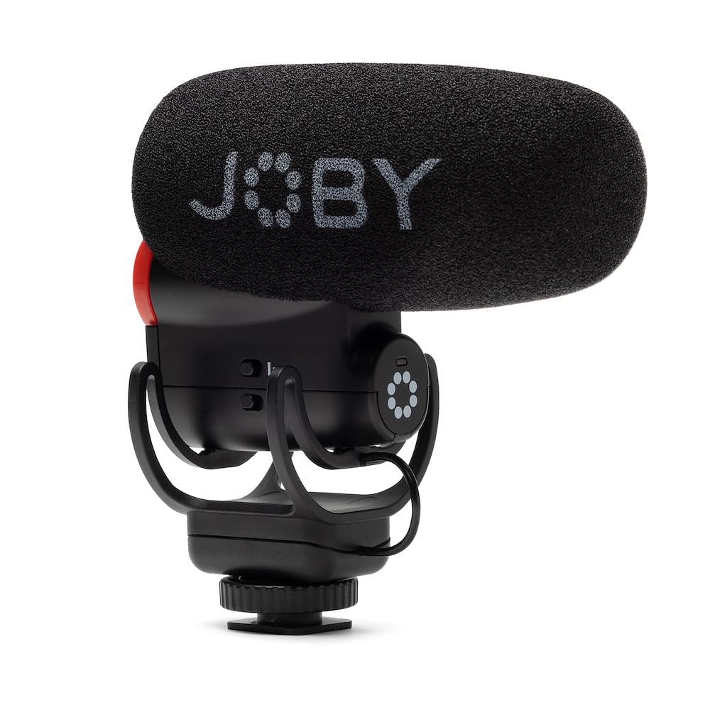 JOBY Wavo Plus, Vlogging-Mikrofon für Kameras, Super-Nierenmikrofon mit Live-Audioüberwachung, Hochp