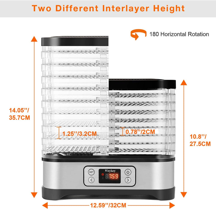 Nictemaw 400W Dörrautomat, Dörrgerät für Lebensmittel mit 8 Dörrebenen,Trockner für Fleisch, Obst& G