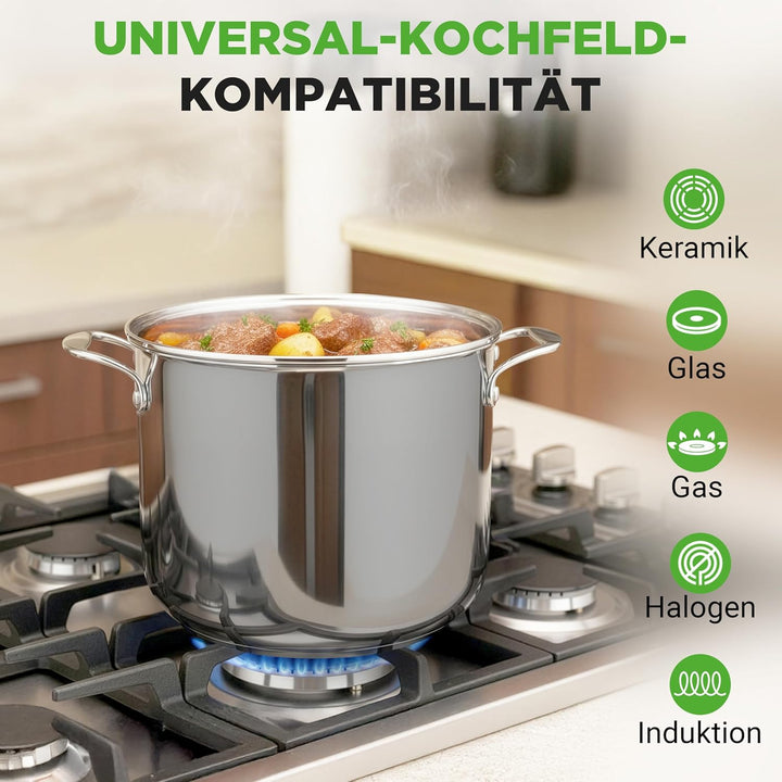 NutriChef Kochtopf Gross, 11,5L- Ø 26cm, Suppentopf Edelstahl Induktion für Alle Herdarten Geeignet,