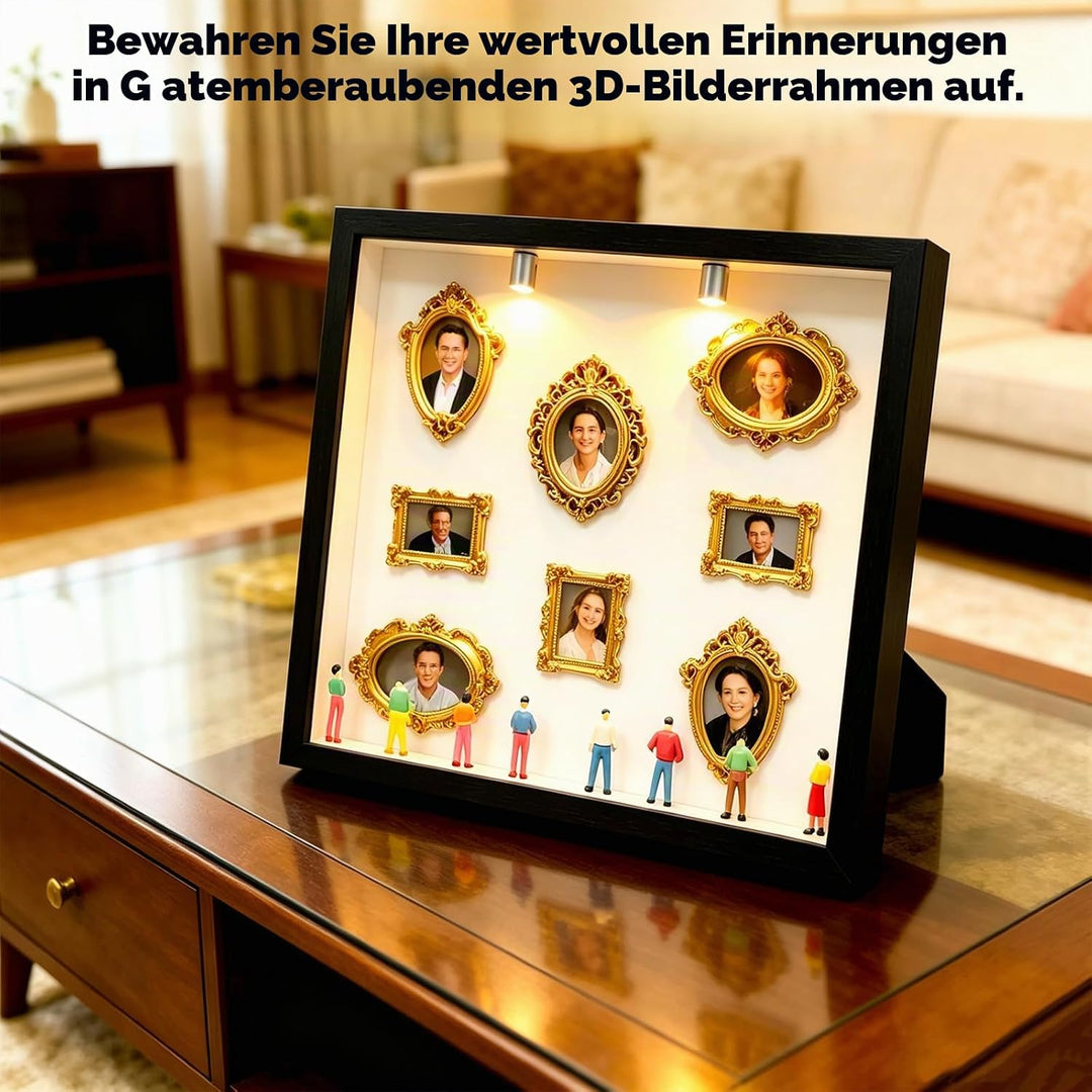 Kleine Bilderrahme Mini mit LED Licht, Mini Museunm Bilderrahmen Vintager, DIY Museum Silhouetter Bo