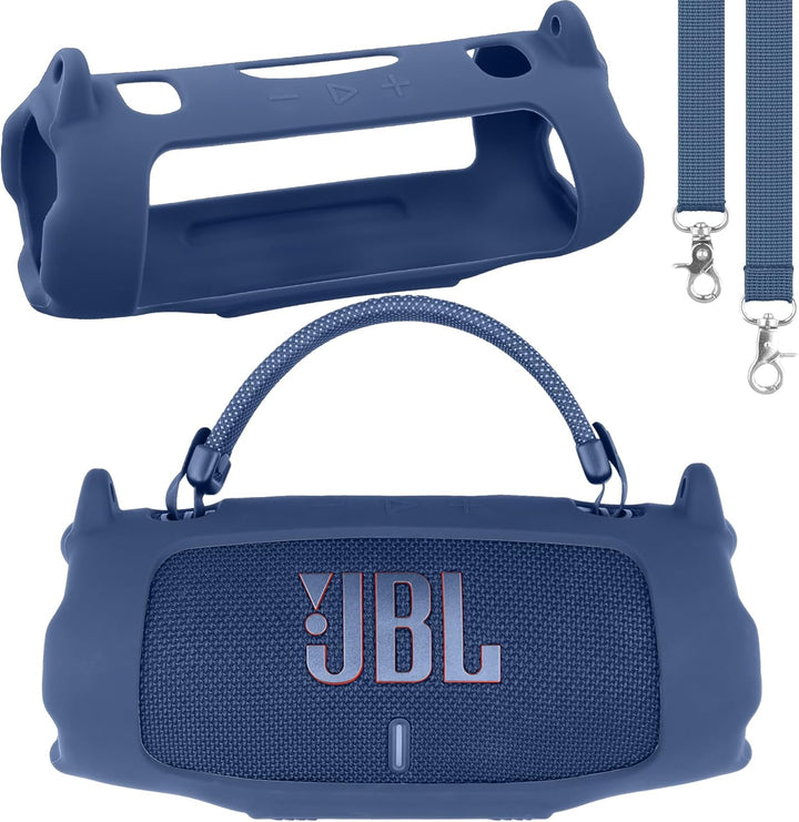 Khanka für JBL Charge 6 Silikon-Schutzhülle mit abnehmbarem Schultergurt & Utility-Haken, Flexible w