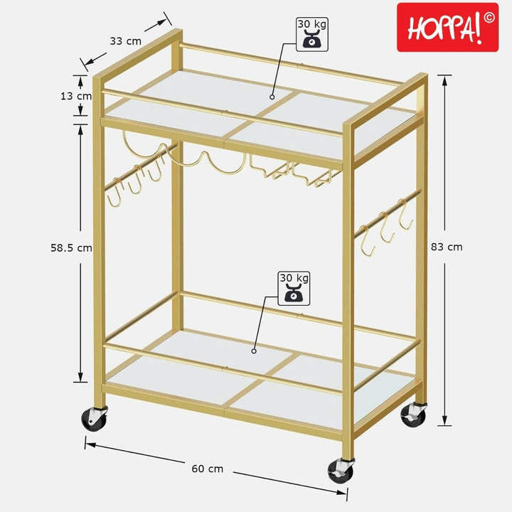 Hoppa! - Servierwagen - multifunktional, Metall, Kunststoff, 60 × 33 × 83 cm