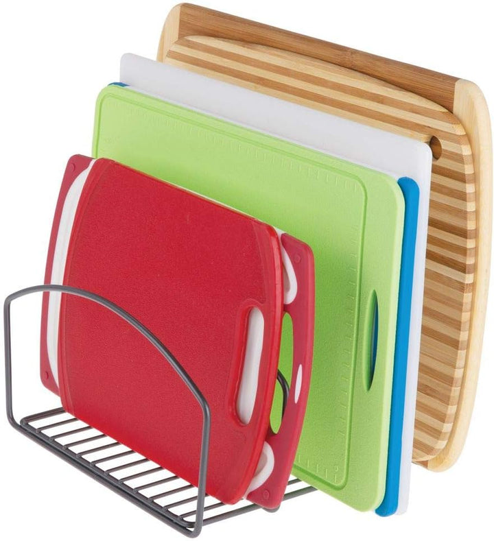 mDesign 2er-Set Geschirrablage für Kochtöpfe, Deckel und Pfannen – kompakter Topfdeckelhalter mit 3