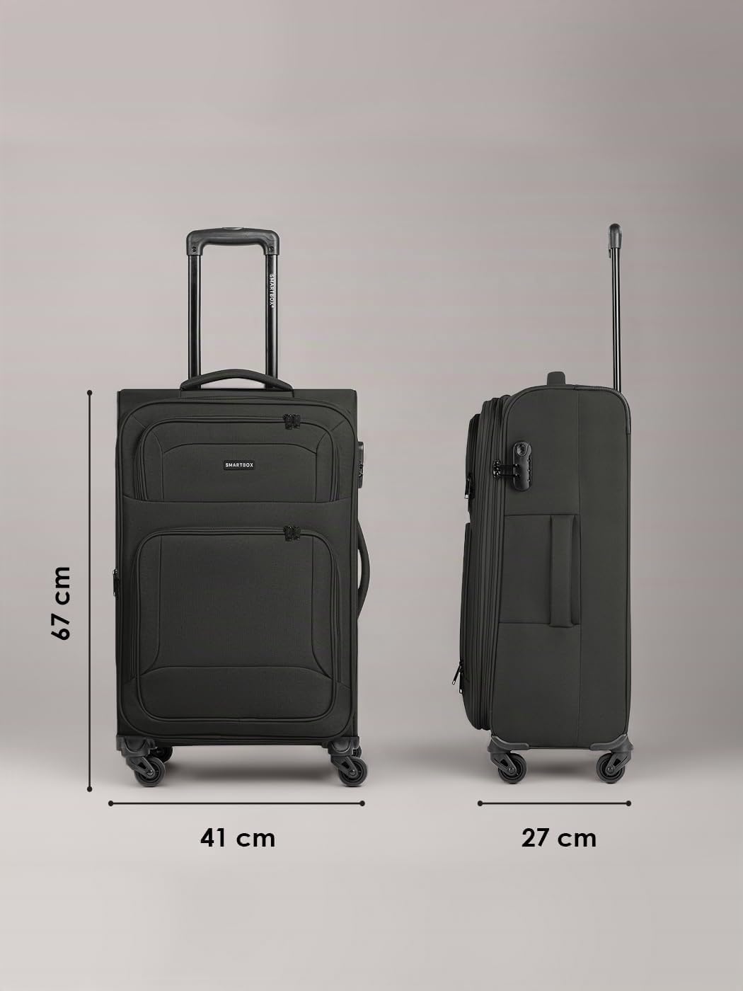 SMARTBOX Weichgepäck Check-in Koffer für Damen &amp; Herren | Mittelgrosser Trolley 41 x 27 x 67 cm | 4