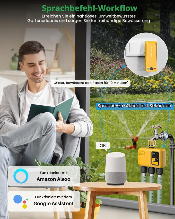 Smart Bewässerungscomputer WLAN mit 3 Zonen Ausgängen und 5 Programme Bewässerungssystem mit Regenve