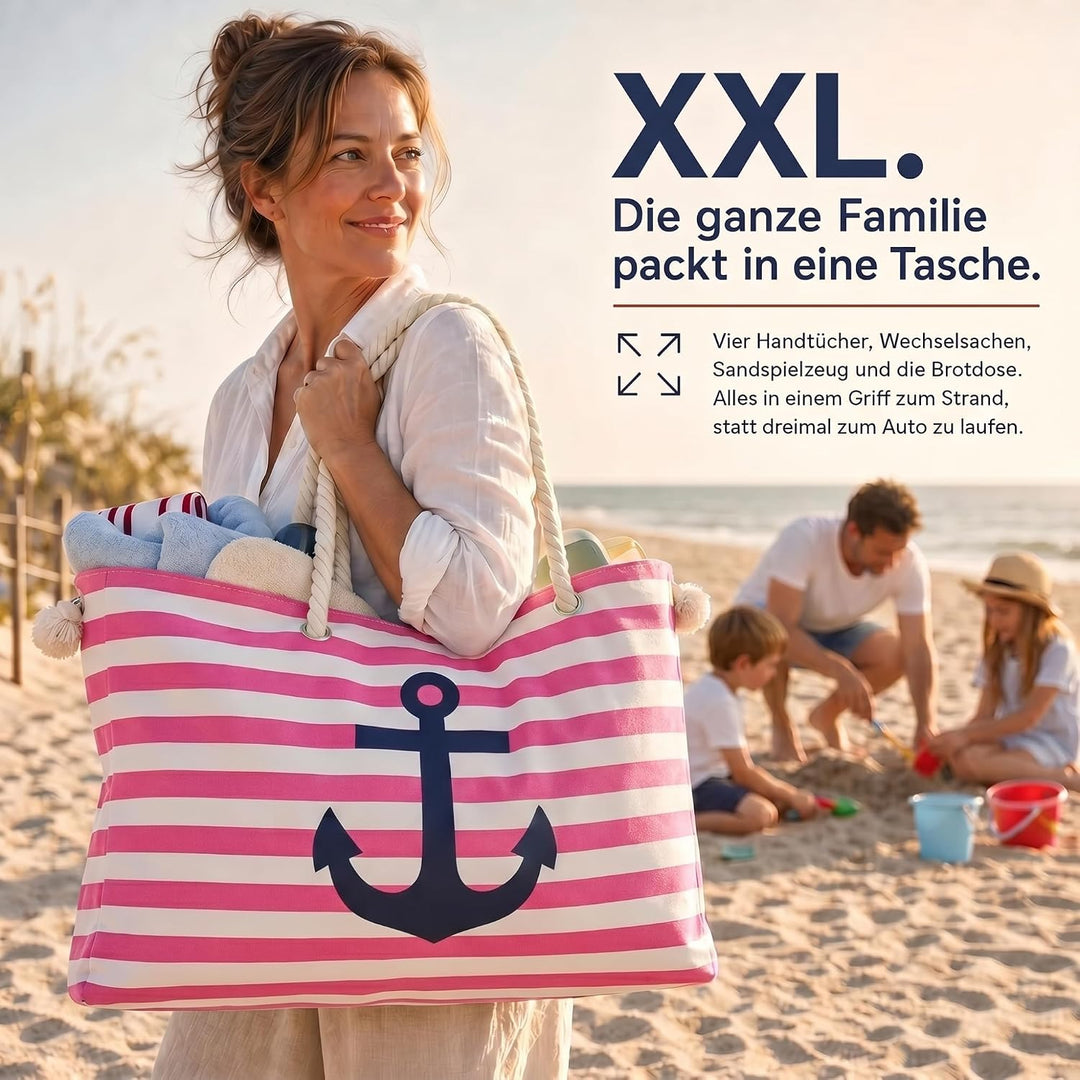 Sonia Originelli Strandtasche Weekender Shopper maritim gestreift bedruckt Seilkordeln