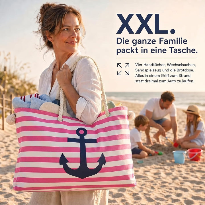 Sonia Originelli Strandtasche Weekender Shopper maritim gestreift bedruckt Seilkordeln