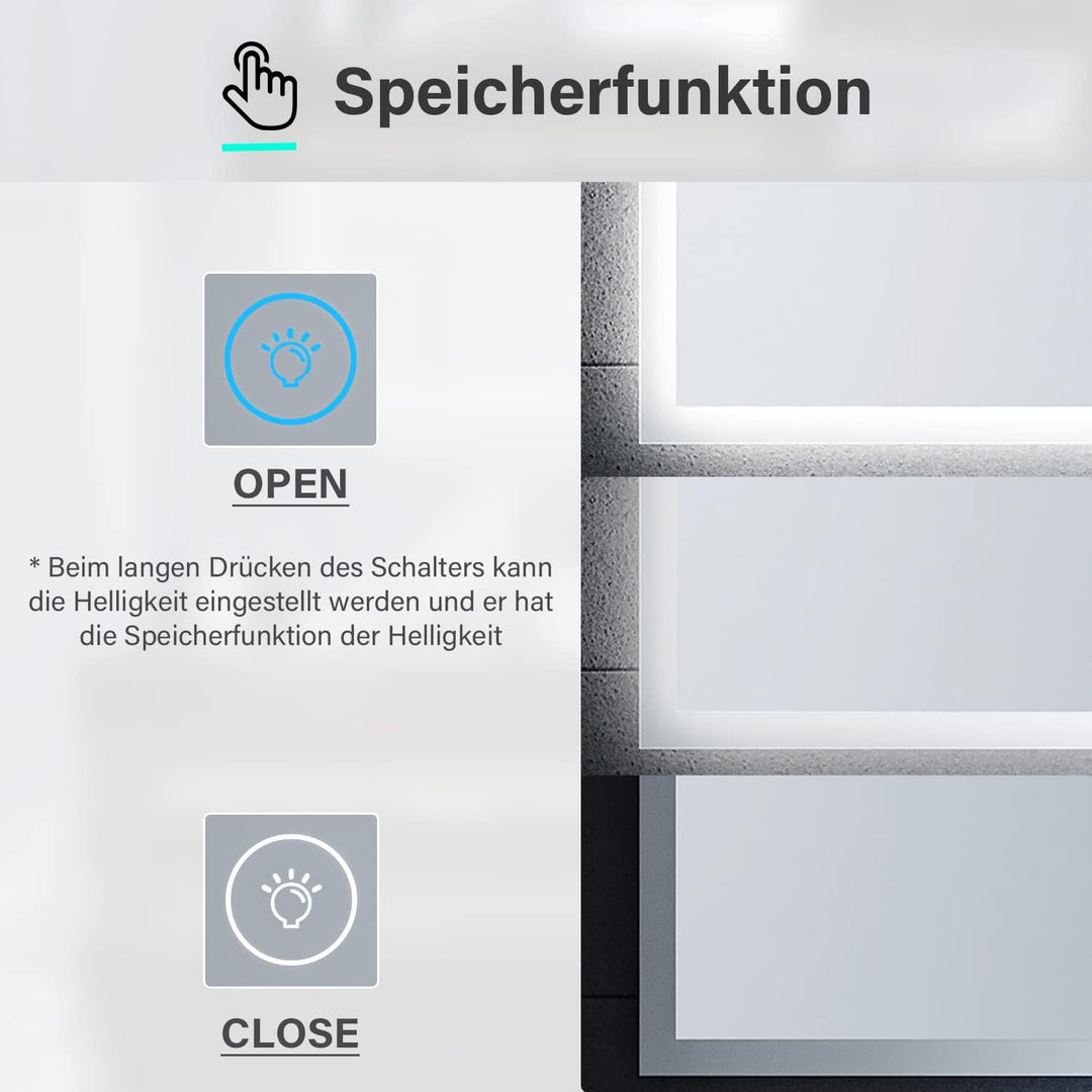 SONNI Badspiegel mit Beleuchtung 120x60cm, 3 einstellbare Lichtfarbe LED Wandspiegel Badezimmerspieg