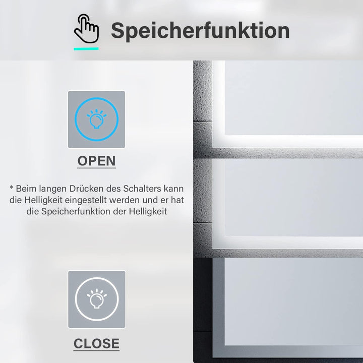 SONNI Badspiegel mit Beleuchtung 120x60cm, 3 einstellbare Lichtfarbe LED Wandspiegel Badezimmerspieg