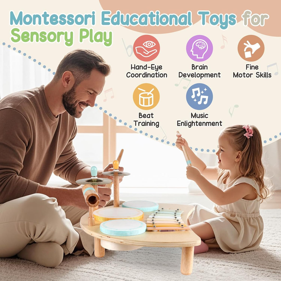 Schlagzeugset für Kinder – Musikinstrumente für Kleinkinder von 1–3 Jahren, pädagogisches Musikspiel