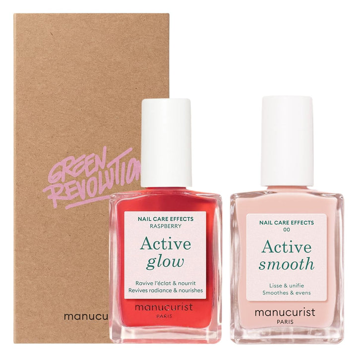 Manucurist Active Icons Duo Nagellack Set | Active Glow Raspberry und Active Smooth 00 Nagellacke –