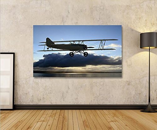 islandburner Bild Bilder auf Leinwand Doppeldecker Flugzeug Aviator 1p XXL Poster Leinwandbild Wandb