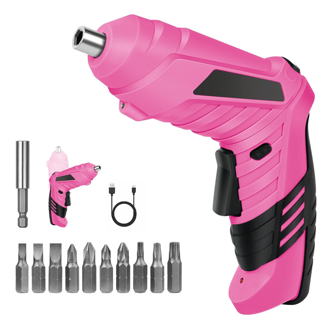 Pink - Elektroschrauber flintronic Akkuschrauber Klein, Mini con LED-Licht, 1300mAh Akku Wiederaufla
