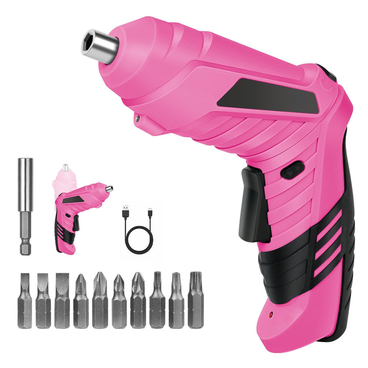 Pink - Elektroschrauber flintronic Akkuschrauber Klein, Mini con LED-Licht, 1300mAh Akku Wiederaufla
