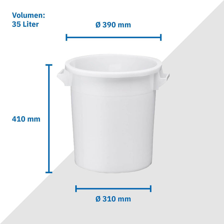 35Liter Kunststofftonne mit Griffen + Deckel, lebensmittelecht, stapelbar, Stabiler Eimer, Plastikto