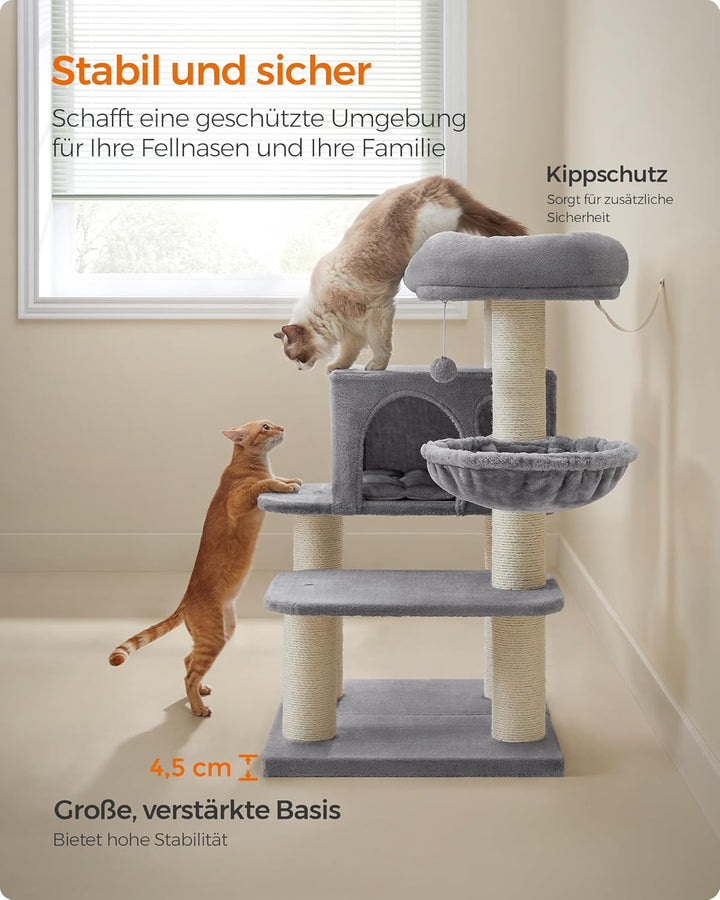 Feandrea Kratzbaum für grosse Katzen, XXL, hochbelastbar, Katzenturm mit 6 extra dicken Kratzsäulen,