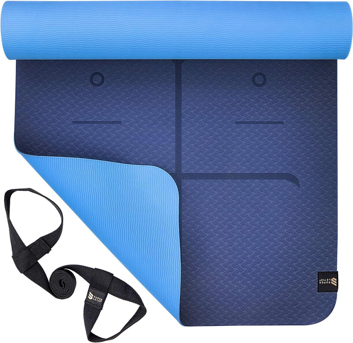 SUPERLETIC Yogamatte & Gymnastikmatte - 0.8/1.0/1.5 cm Dicke,Sportmatte Rutschfest mit Tragegurt, Ha