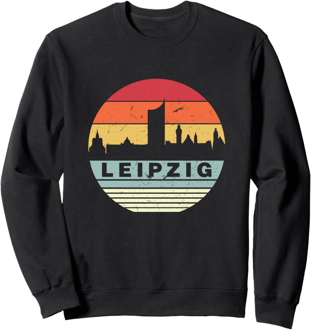 Retro Vintage Leipzig Skyline-Silhouette Sweatshirt