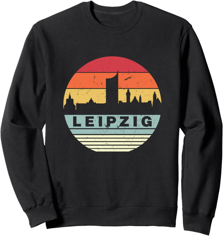 Retro Vintage Leipzig Skyline-Silhouette Sweatshirt