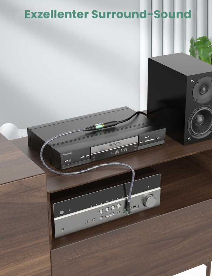 Cinch Verlängerung Kabel 3m, 90 Grad Gewinkelt Cinch Audiokabel Stecker zu Buchse Stereo Subwoofer K