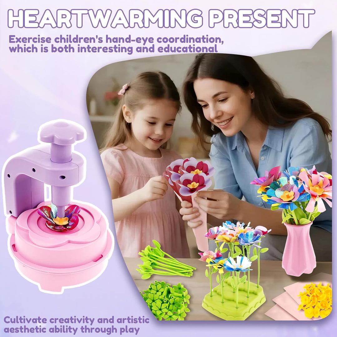 Blumen Bastelset Kinder, Blumenpresse Basteln Kinder mit Blumenmaschine Spielzeug Blumen Basteln Mäd