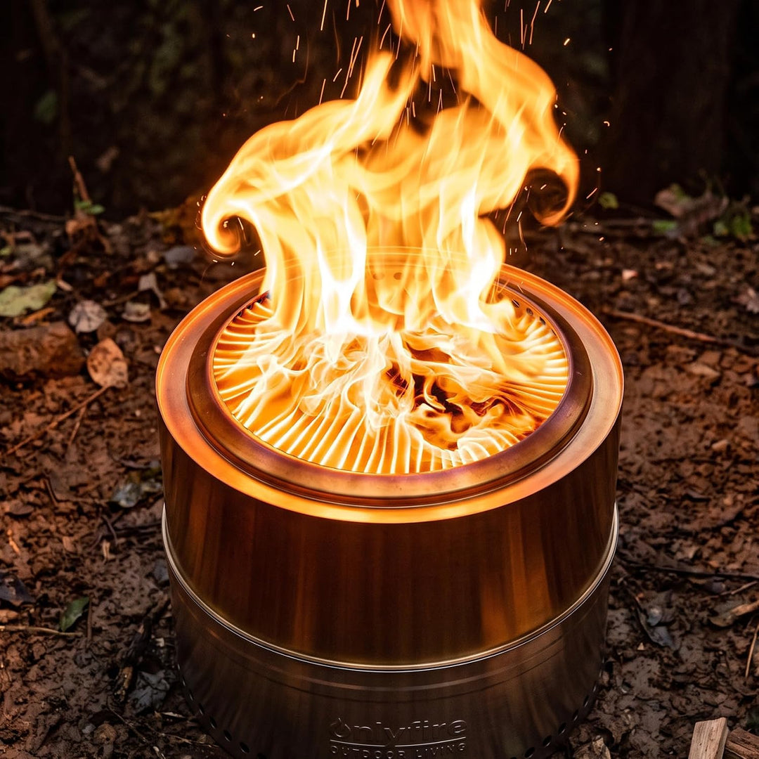 Onlyfire Tragbare Feuerstellen mit Aufbewahrungstasche, 50cm Fire Pit aus Edelstahl, Abnehmbarer Asc