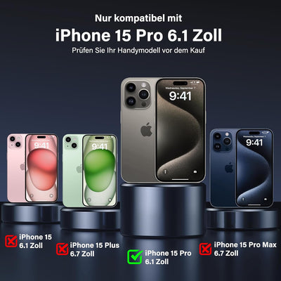 UniqueMe für iPhone 15 Pro Hülle, 5-in-1-Set Handyhülle für iPhone 15 Pro Case Rundumschutz Schutzhü