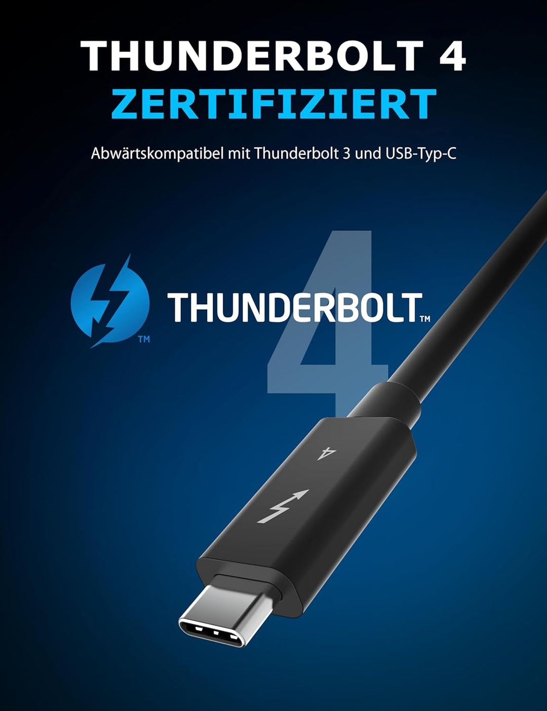 Sabrent Thunderbolt 4 40 Gbps Ladekabel 1M lang USB Typ-C Kabel | 8K 60Hz Display |PD Unterstützt 10