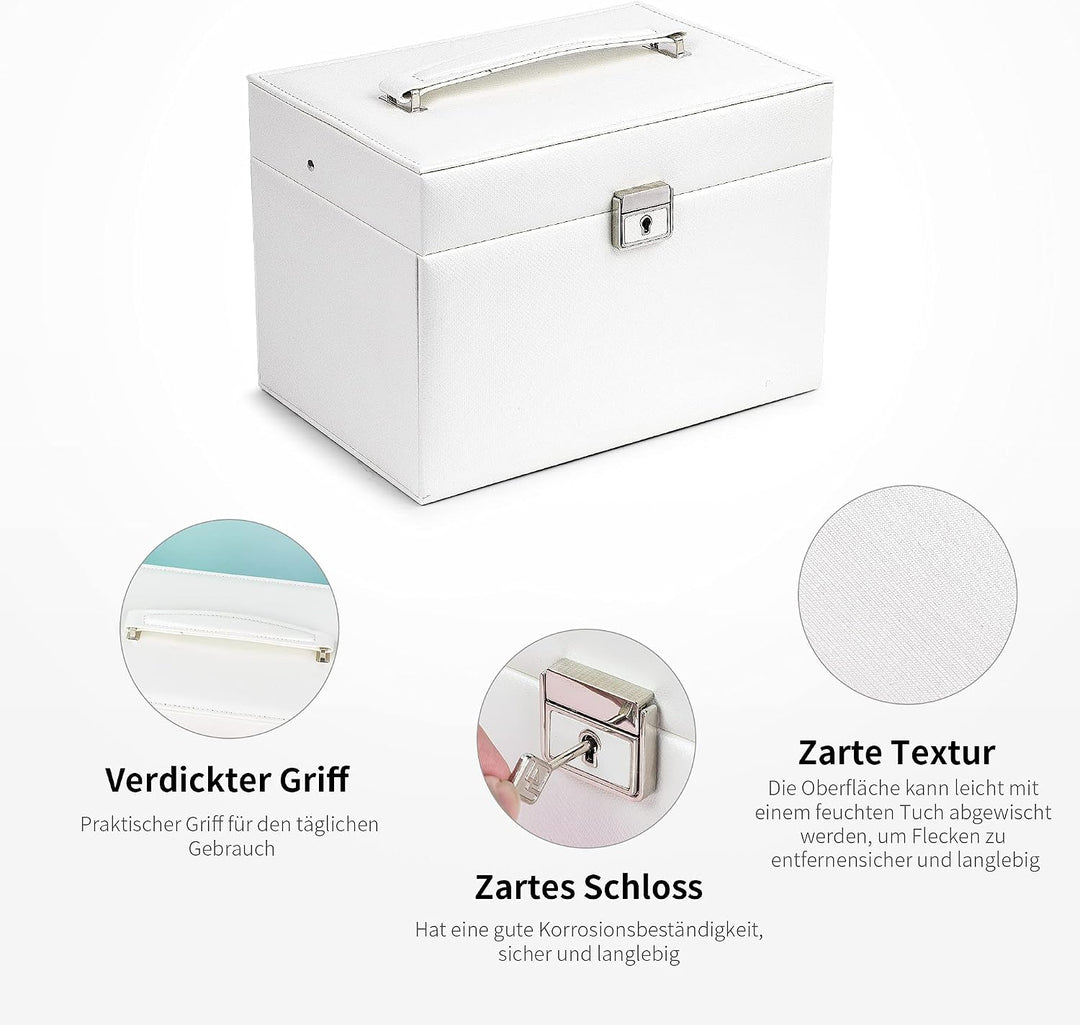 AdelDream Damenschachtel PU-Leder Medium Juwelierlocker mit Schloss Geeignet für Heimfahrt um Ringe