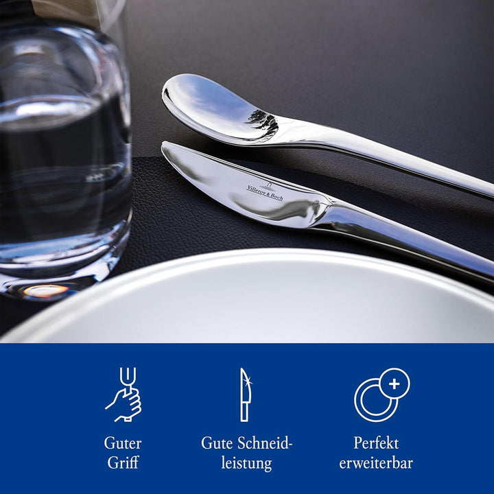 Villeroy &amp; Boch – NewMoon Besteck Set 30 teilig für 6 Personen, spülmaschinenfest, Besteckset, Tafel