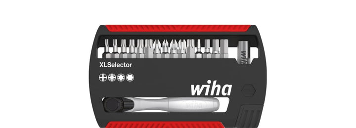 Wiha XLSelector Torsion 17-teilig/Gemischtes Schrauberbit-Set mit Bitratsche und 25mm Bits / 1/4" 17