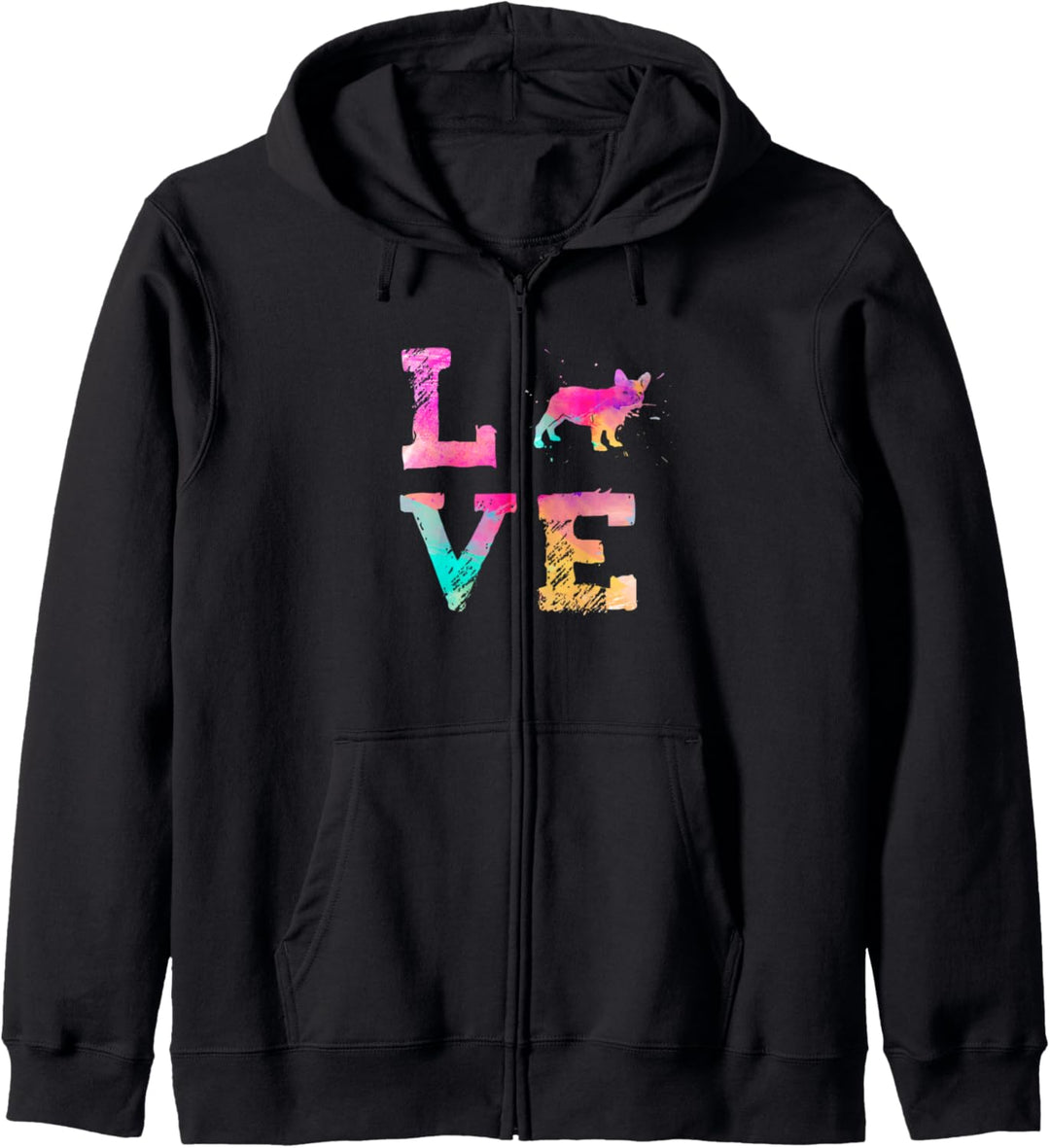Bunte Aquarellmalerei Französisch Bulldogge Hund Love-r Kapuzenjacke