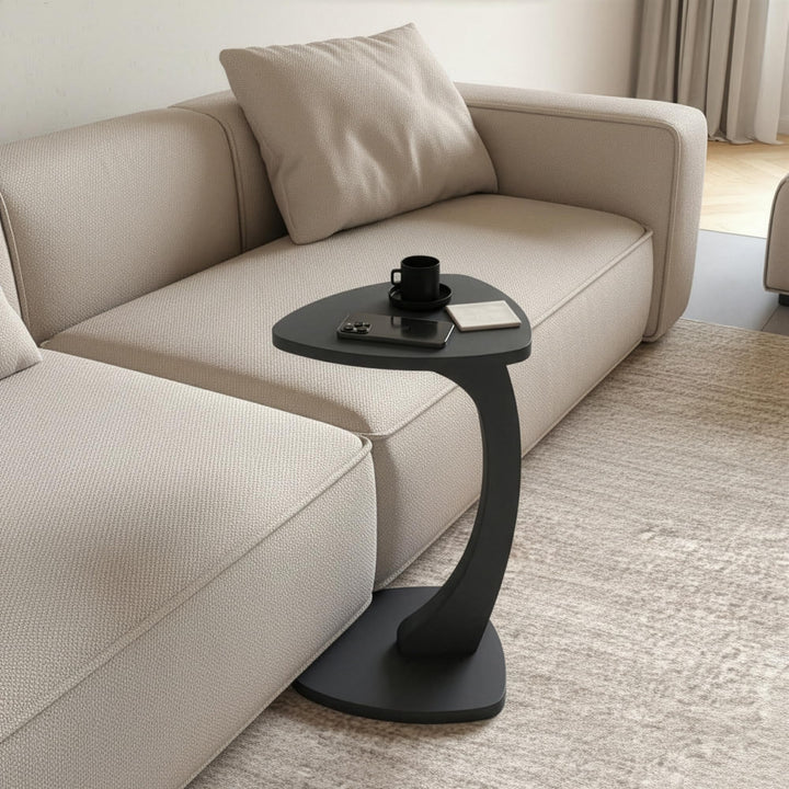 Beistelltisch C-Form Reuleaux-Dreieck, Anthrazit, Sofatisch mit Rollen, Couchtisch Laptoptisch Couch