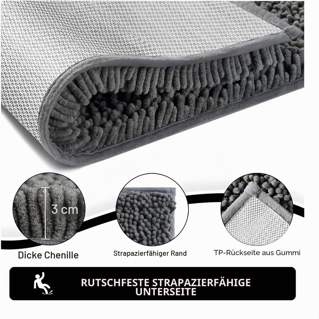 Saugfähige Chenille Fussmatte für den, rutschfeste Badematte, schlammiger Hund, waschbare Matte, sch