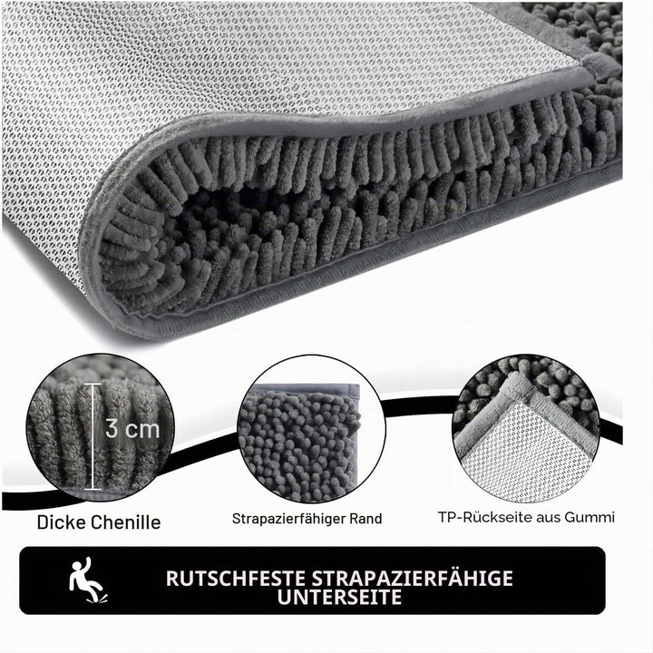 Saugfähige Chenille Fussmatte für den, rutschfeste Badematte, schlammiger Hund, waschbare Matte, sch