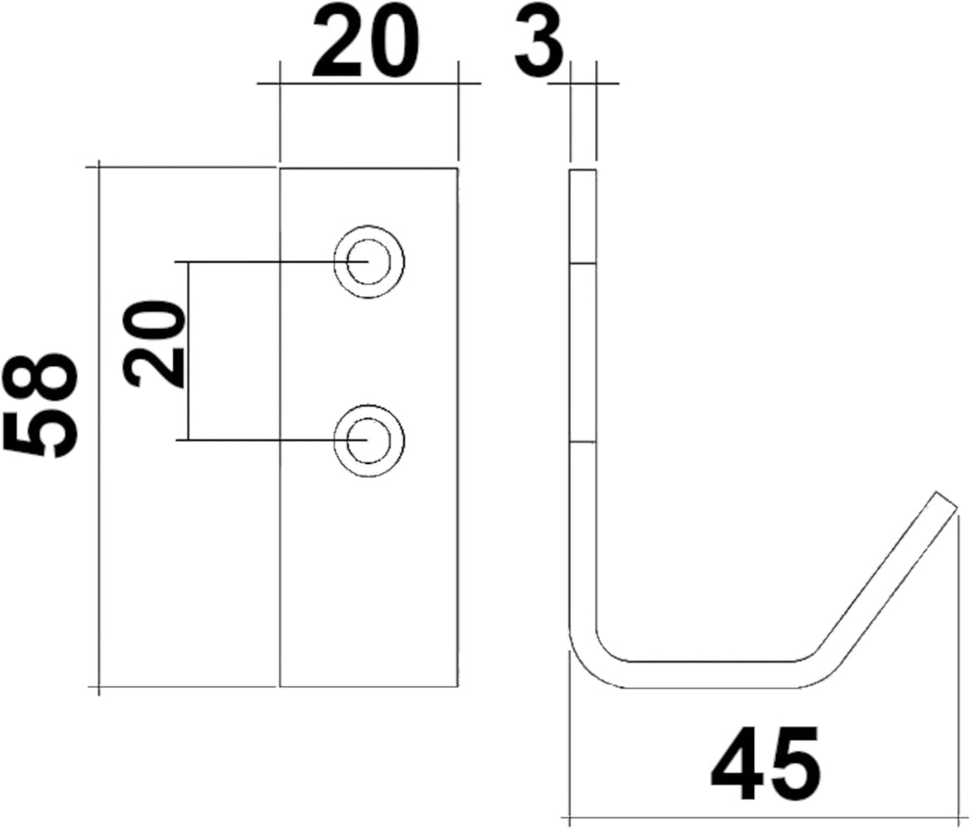 SOTECH 10 Stück Kleiderhaken ALBA echt Edelstahl 58 x 20 mm schwarz matt Garderobenhaken Haken 10 x