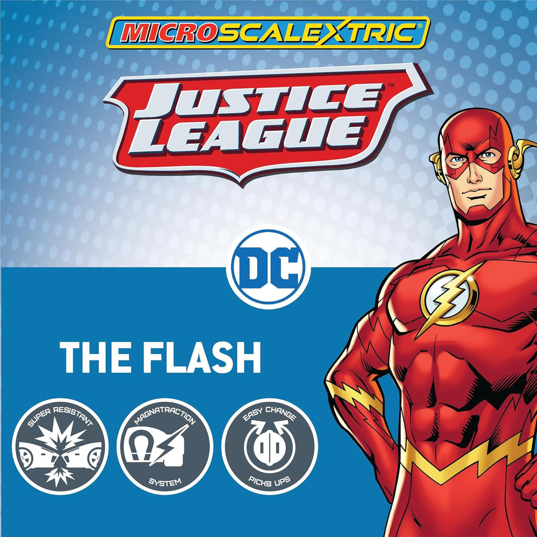 Scalextric Micro Cars – Justice League The Flash – Spielzeug-Schlitzauto zur Verwendung Rennstrecken