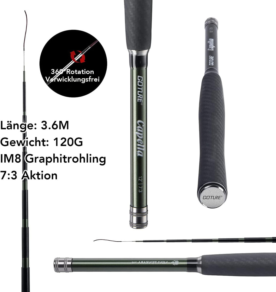 Goture Angelset-Fliegenfischen Angelset-Angelset Komplett-Angelset Forelle-Angelrute Teleskop/Fliege