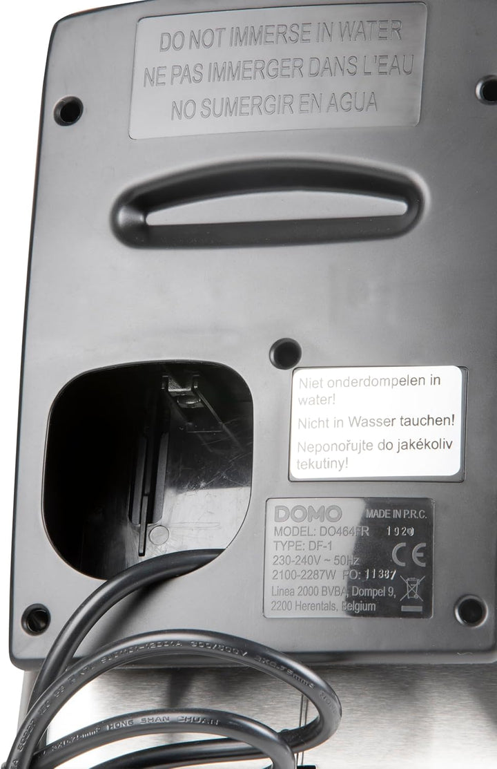 Elektrische Edelstahl Fritteuse, 3Liter Inhalt, starke 2000Watt Leistung, silber DOMO DO464FR