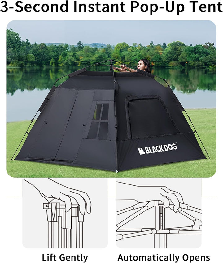 Blackdog Grosszelt für 2-8 Personen, PU3000+,UPF50+ Automatikzelt, Automatikzelt