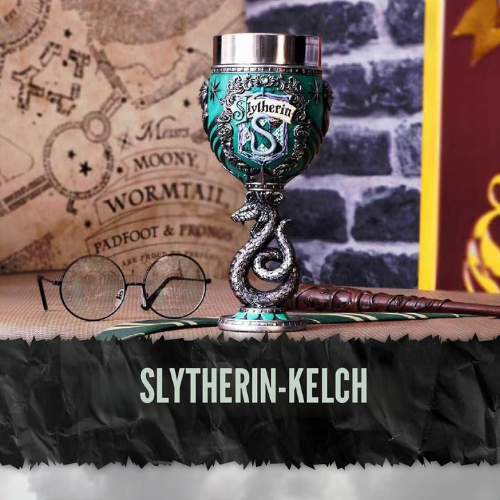Nemesis Now Harry Potter Slytherin Hogwarts House Collectable Goblet, Harz, Grün Silber, 1.25 picome