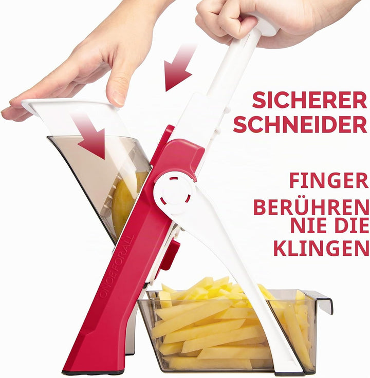 ONCE FOR ALL Gemüseschneider mit Auffangbecken, Gemüsehobel ideal als Pommesschneider & Kartoffelsch