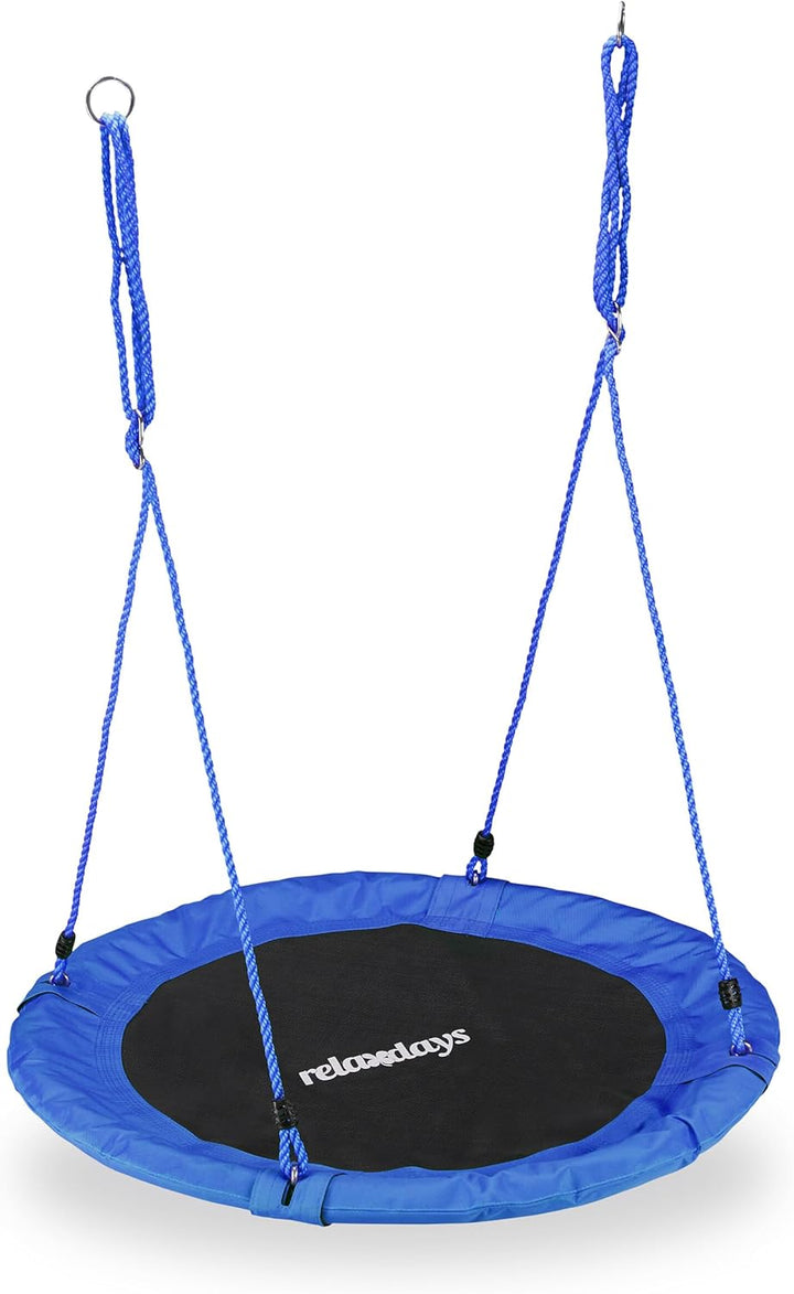 Relaxdays Unisex – Erwachsene, blau Nestschaukel, rund, für Kinder & Erwachsene, verstellbar, Ø 90 c