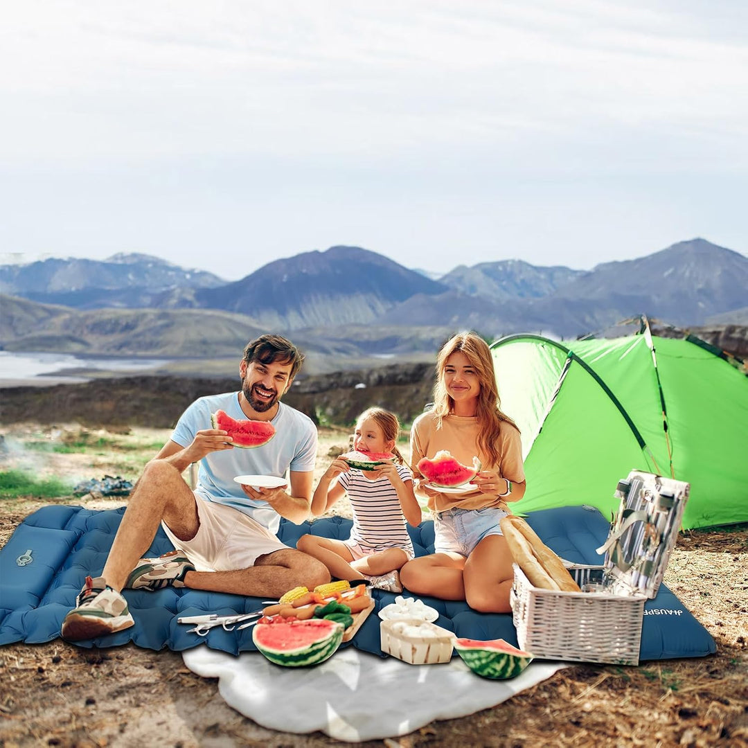 HAUSPROFI Isomatte Camping, Ultraleicht Camping Luftmatratze mit Fusspumpe & Kissen, Aufblasbare Mat