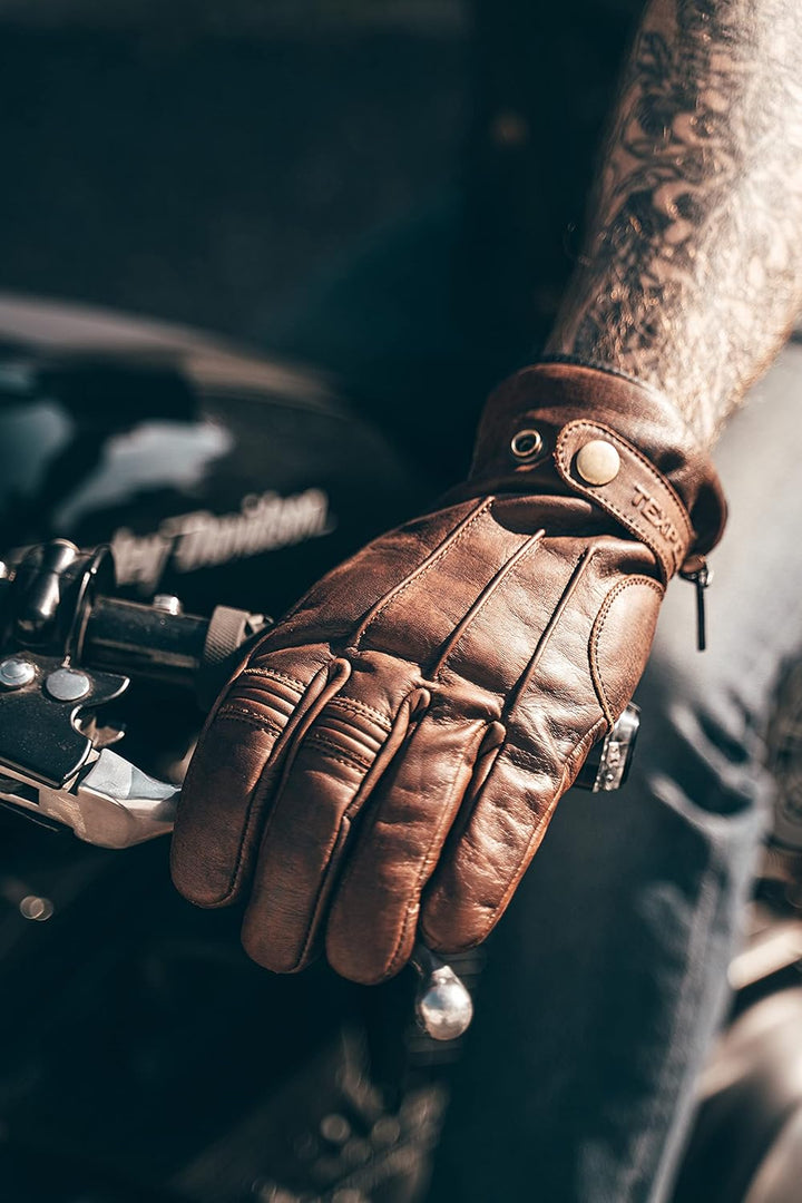 Texpeed Motorradhandschuhe Herren Leder - Biker Winter warm handschuhe - Weiches, leichtes echtes Br