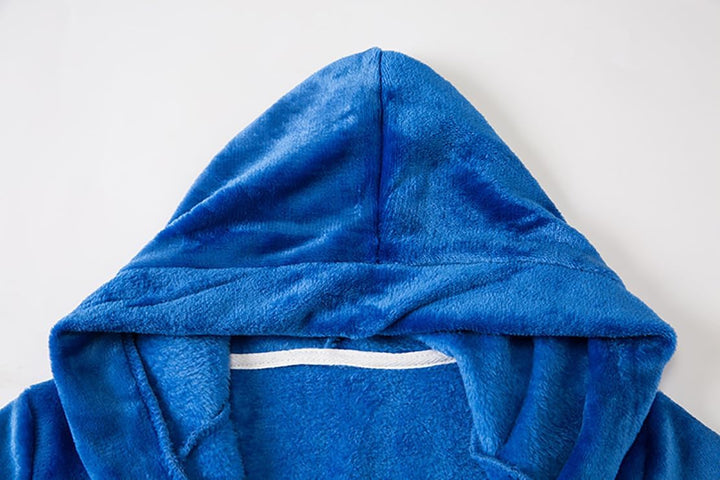 Bademantel für Mädchen, einfarbig, mit Kapuze, Flanell-Fleece-Bademantel für Jungen Königsblau 2-3 J