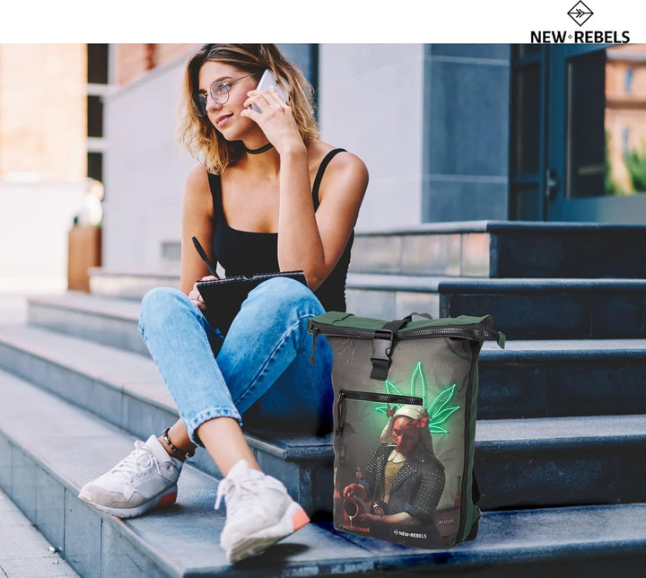 New Rebels Rucksack Plane Time Bag Kurierrucksack Roll-up Fahrradrucksack Sport Fitness + Flasche Ga