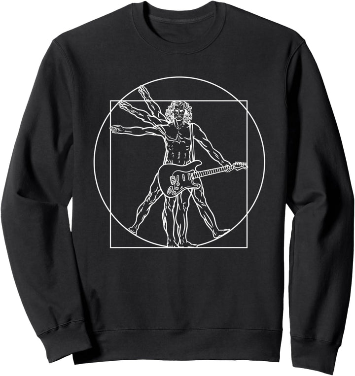 Punk Rockstar Vitruvianischer Mensch mit E-Gitarre Sweatshirt